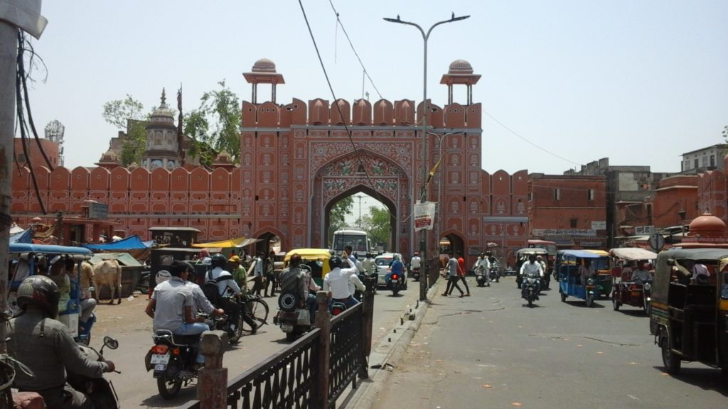 The gate of Jaipur's pink city.