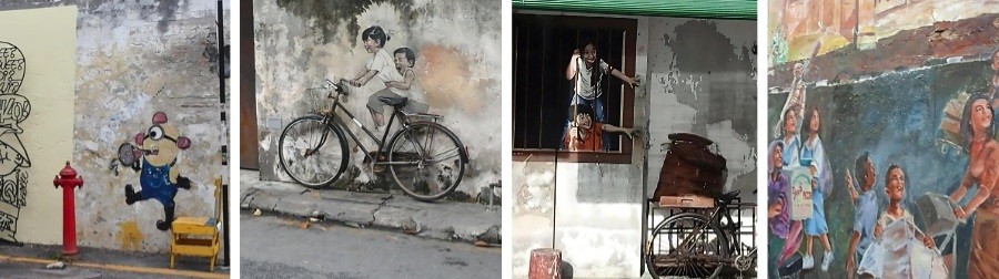 A collage of George Town's street art